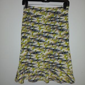 BCBGMaxAzria A-Line Skirt in Green and Gray Pattern